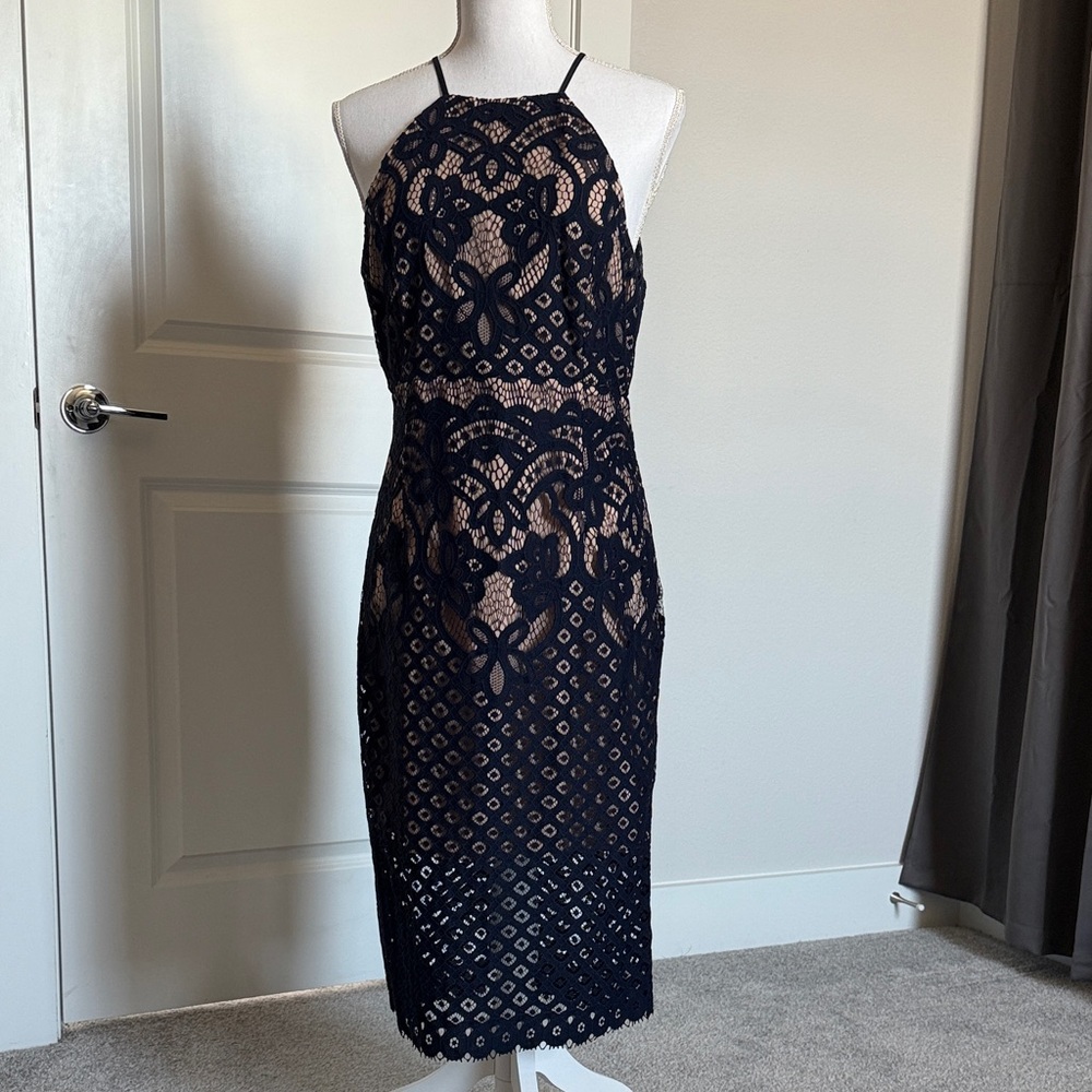 Bardot Navy Lace Midi Dress